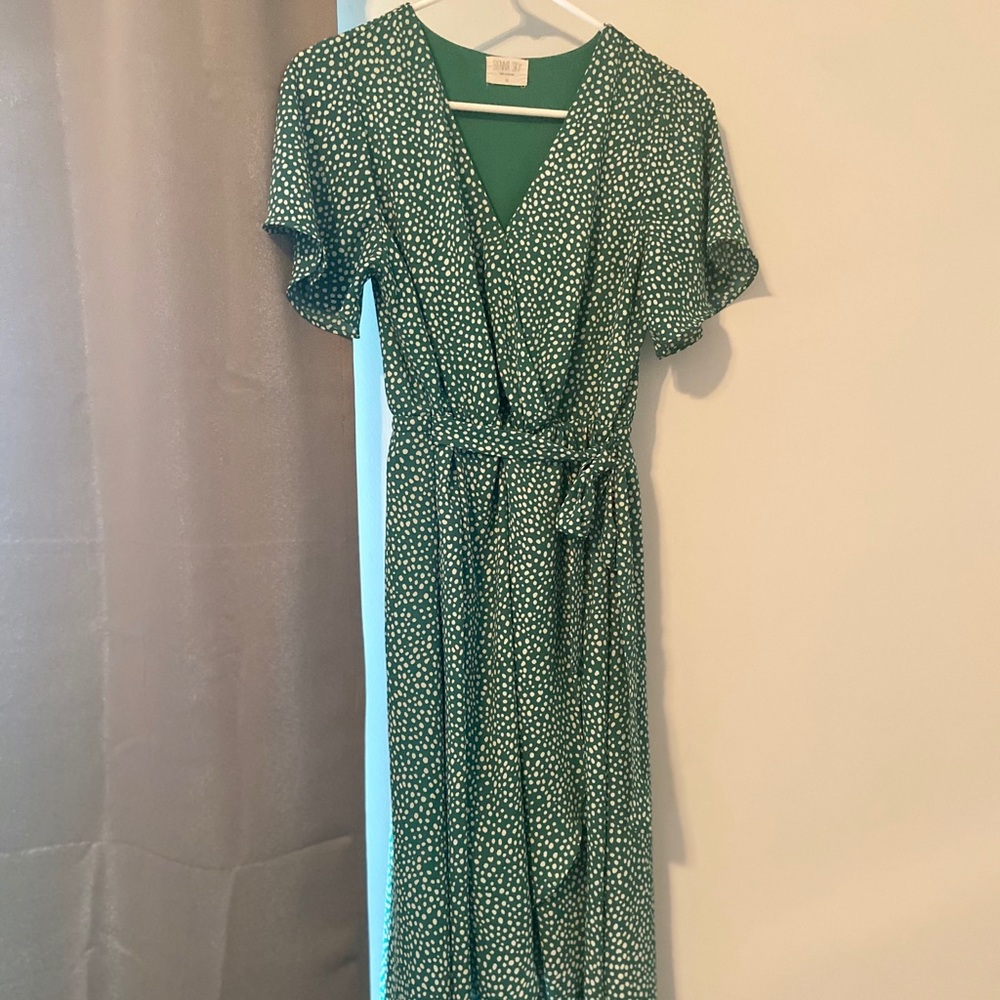 Polka dot midi wrap dress